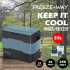 Freeze-Way 55L Car Portable Fridge Freezer Trolley Wheel Cooler Camping Caravan
