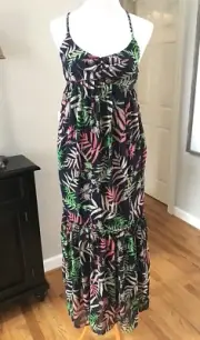 The Webster Miami New Navy Pink Palm Tree Print Maxi Dress Size 6 $45 Originally