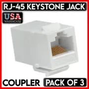 RJ45 Keystone Jack Ethernet RJ-45 Female to Female Inline Coupler - White 3 Pack