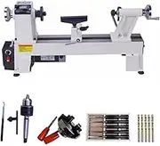 900W Woodworking Lathe, Second Gear Stepless Speed 300-1300RPM/700-3800RPM, With 5 Carbide Turning Tools And 4-inch Linkage Chuck, For Woodworking DIY Wood Turning