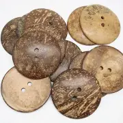 CocoCraft 30-Pack: 50mm 2-Hole Natural Coconut Buttons for Sewing & Overcoats -