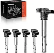 Ignition Coil Pack Set of 5 Compatible with Audi A3 2004-2013 A4 2005-2016 Volkswagen Jetta 2005-2015 Tiguan 2009-2017 L4 2.0L 2.5L