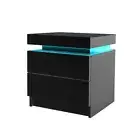 Levede Bedside Tables Side Table 2 Drawers RGB LED High Gloss Nightstand Cabinet