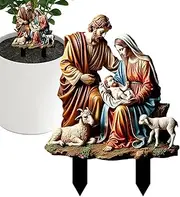 Nativity Figurine Stake | 2D Acrylic Jesus Birth Scene Garden Sign | Charming Christmas Decoration for Patio, Porch, Yard, and Balcony Acrylic Nativity Scene Stake | | Jesus Birth Figurine for Garden