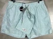 Boardies Swim Shorts Trunks Striped Blue White With Small Drawstring Bag Mens XL