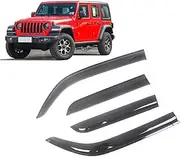 Auto Side Window Wind Deflectors Visors Black Rain Guard Door Visor Vent Shades Dark Smoke Ventvisor Compatible with Wrangler 1997-2022(Compatible with 07-16 2-Doors)