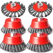 4 Inch Wire Wheel Brush Set for Grinder, 6 Pack Wire Wheels for 4 1/2 Angle Grin