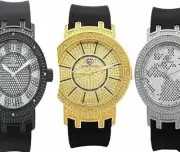 Lady super techno quartz watch 38mm case .08ct diamond Gold, silver, black color
