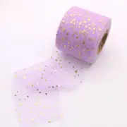 Gold Star Purple Mesh Organza Ribbon Roll