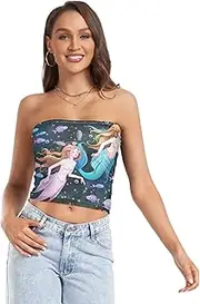 [RPLIFE] Ethereal Mermaid Tube Top, Strapless Top Going Out, Mesh Tube Tops, Trendy Crop Tops (S)