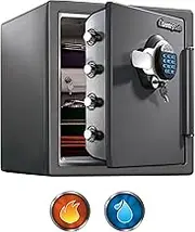 SentrySafe Waterproof and Fireproof Alloy Steel Digital Safe Box for Home 1.23 Cubic Feet, 17.8 x 16.3 x 19.3 Inches (Exterior), Gun Metal Gray, SFW123GDC