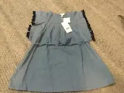 PUMPKIN PATCH Dress Chambray Blue Bobble edge 100% Cotton BNWT Size 3