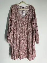 Torrid Plus Size 3X Floral Textured Stretch Rayon Mini Skater Dress Cottagecore