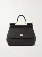 [Dolce & Gabbana] Dolce & Gabbana - Sicily Medium Textured-leather Tote - Black - One size One size Black