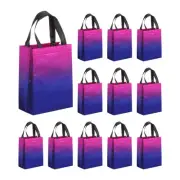 12pcs Reusable Gift Bags, Tote Glossy Grocery Shopping Bag/Purple Gradient