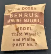 NOS NEW Genuine Benrus Watch Cal. AC Third Wheel & Pinion Part# 7