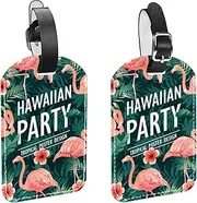 [WOSHJIUK] Luggage Tags,2 Pack Labels Suitcase Tags,Hawaiian Party Flamingos,Luggage Tags Privacy Protection Travel Bag Tag