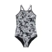 Animal Womens Zora Tropical Leaves One Piece Swimsuit (Black) - MW697