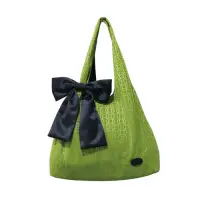 在飛比找Yahoo奇摩購物中心優惠-Sika肩背針織繡花布包-B6500-06青草綠
