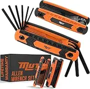 Mutt Tools 17pc Folding Allen Key Set - SAE & Metric Hex Wrench Set with Color-Coding - Compact Allen Wrench Tool for Bikes, DIY, Archery - Keys with Size Markings
