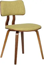 [Armen Living] Jaguar Mid Century Modern Upholstered Fabric and Walnut Wood Dining Accent Chair for Kitchen Table Desk Vanity, 20D x 18W x 29H in, Green