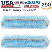 250Pcs Blue Waterproof Heat Shrink Solder Seal Wire Sleeve Butt Splice Connector