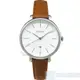 FOSSIL ES4368手錶 日期 銀框 白面 咖啡色皮帶 女錶【澄緻精品】