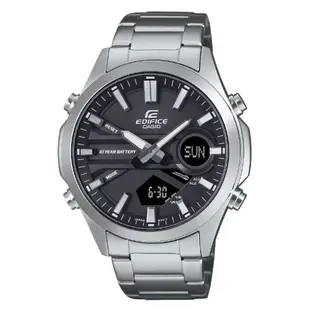 CASIO 卡西歐 EDIFICE 長效電力 數位指針運動設計雙顯錶-黑 EFV-C120D-1A