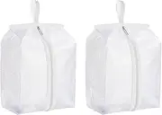 [uxcell] Shoe Bags for Travel, 2 Pack Waterproof Shoe Storage Bag Foldable Transparent Shoes Pouch for Women & Men, White