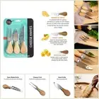 3 Pcs Wooden Handle Cheese Knives Stainless Steel Cheese Butter Knife Fork Set
