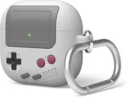 elago AW5 Compatible with AirPods 4th Generation Case Cover (2024), Classic Retro Handheld Game Console Design Case Compatible with Apple AirPods 4 Carabiner Included (Light Grey)
