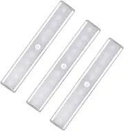 LEPOTEC Motion Sensor Light 10 LED Under Cabinet Lighting,Motion Sensor Night Light,Closet Lights,USB Rechargeable Stick-on Stairs Step Light Bar, LED Night Light Magnetic Closet Lighting(3 Pack)