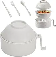 Ramen Bowl, Microwavable Ramen Bowl Set, Ramen Noodle Bowl Set with Lid and Handle, with Chopsticks, Spoon and Fork,One Bowl for Multiple Uses