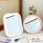 Square Cartoon Makeup Mirror Round Folding Princess Mirror Bedroom