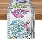 Yogayet Easter Table Runner for Table Easter Decorations, Bunny Egg Cute Kitchen Farmhouse Home Dining Table Decor for Indoor Home Party Decor 13x72 Inch