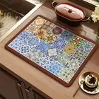 Retro Kitchen Drying Mat Heat Resistant Placemat Dish Drying Rugs Festival