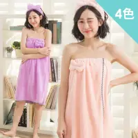 在飛比找momo購物網優惠-【Wonderland】超強吸水韓版蝴蝶結浴裙-附髮帶(4色