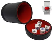 16mm White Poker Dice Spades Ace + Red Felt Lined Dice Cup Removable Lid Tray
