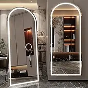 LED Full Length Mirror, 71" x 28" Oversized LED Mirror Full Length Lighted Floor Standing ,Hanging Mirror Floor mirror with Lighted Stand Free Standing Floor Mirror for Bedroom,Livingroom,Arched Style