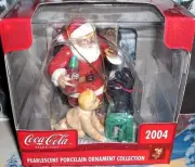 Santa With Boy And Dog`2004`Pearlescent Porcelain-Christmas Tree Ornament
