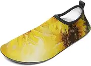 [BTCOWZRV] Water Shoes for Women Men Yellow Sunflowers Water Sports Shoes Slip-on Breathable Lightweight Athletic Aqua Sock