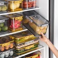 在飛比找樂天市場購物網優惠-創意冰箱保鮮盒廚房整理計時冷凍密封大容量收納盒塑料透明保鮮盒