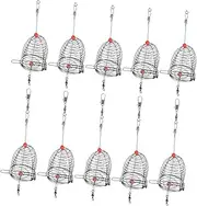 Totority Stainless Steel Metal Bait Cages 10 Pack Bait Trap for Carp Fishing Spring Design
