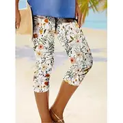 Women's Leggings Capri Pants High Elasticity Fashion Streetwear Full Length Mid Waist Floral Printing Thermal Warm Breathable Soft Outdoor Daily Beach Buff Bl