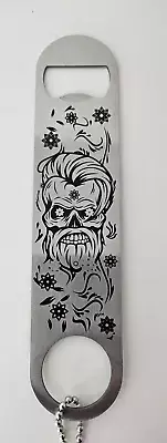Kwtzkuo Sugar Skull Bottle Opener, Old School Skull Decor Stainless Steel