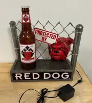 Vintage Red Dog Chain Fence Light Up Beer Sign Plank Road Brewery New!