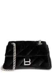Balenciaga Crush Quilted Velvet Shoulder bag - Black ONE SIZE