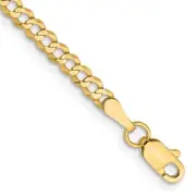 10K Yellow Gold 3.1mm Lightweight Flat Cuban Chain Bracelet 7 Inch