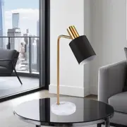 Marisol Desk Lamp in Black and Antique Brass