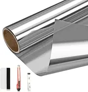 Arthome One Way Window Film Daytime Privacy Window Tint for Home UV Blocking Mirror Film Non-Adhesive Static Cling Heat Control Reflective Glass Film for Home and Office, Silver（90 x 254cm）…